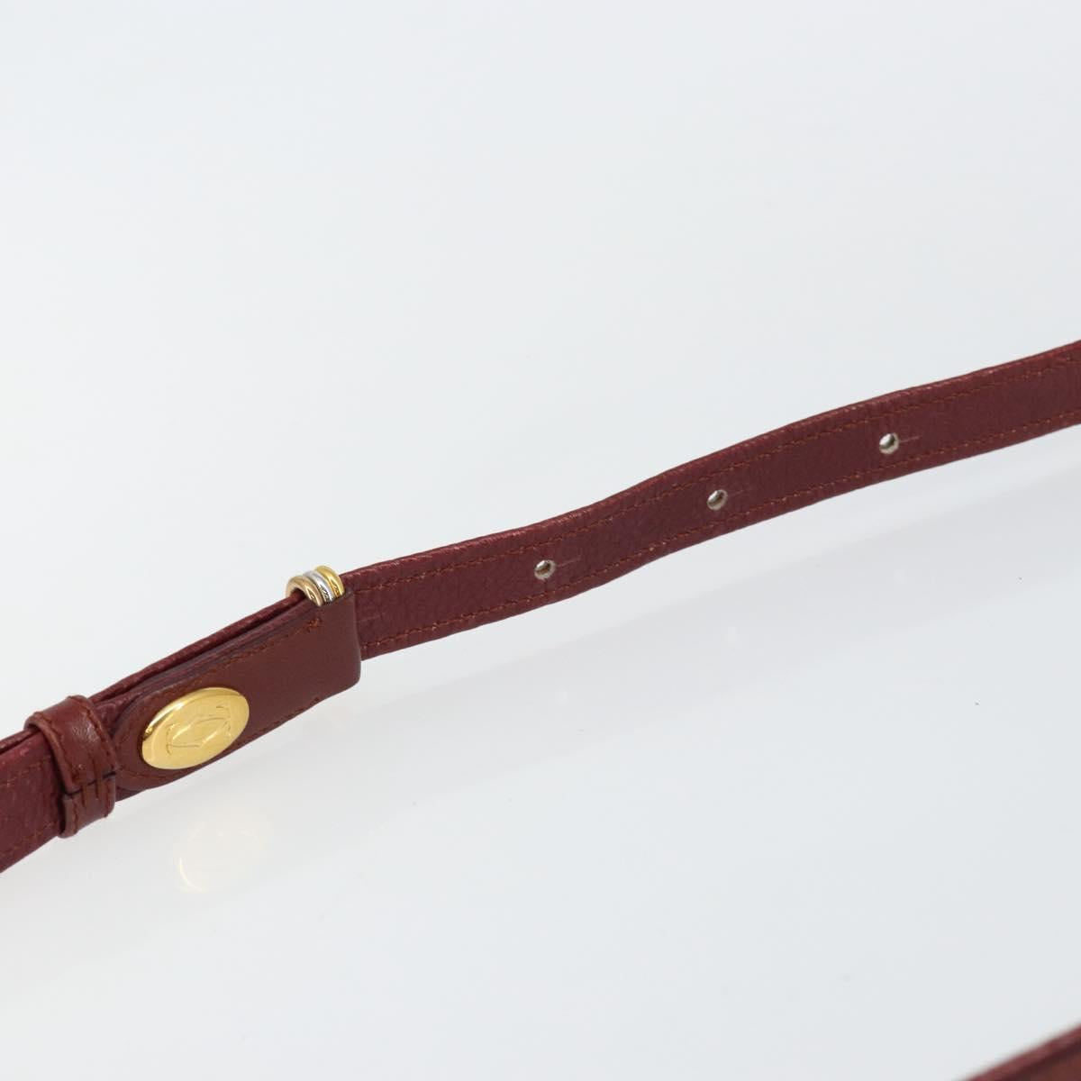 CARTIER Must Line Shoulder Bag Leather Bordeaux Gold Auth bs29989