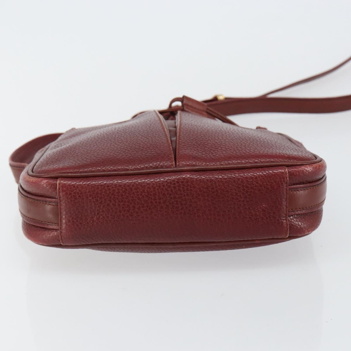 CARTIER Must Line Shoulder Bag Leather Bordeaux Gold Auth bs29989