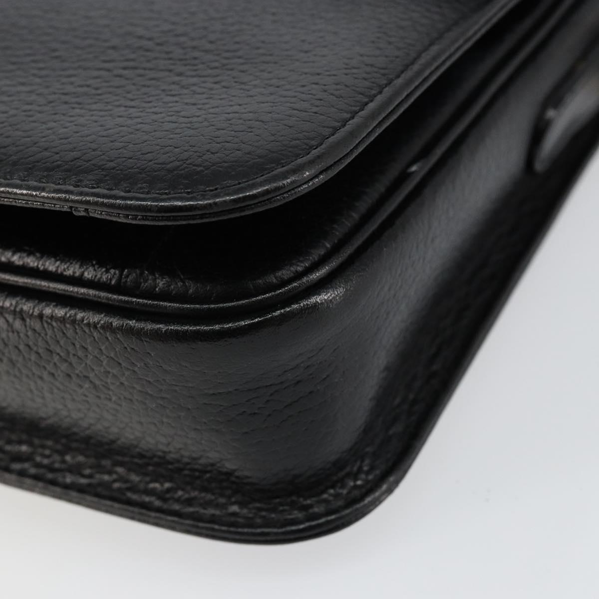BURBERRY Shoulder Bag Leather Black Gold Auth bs29990