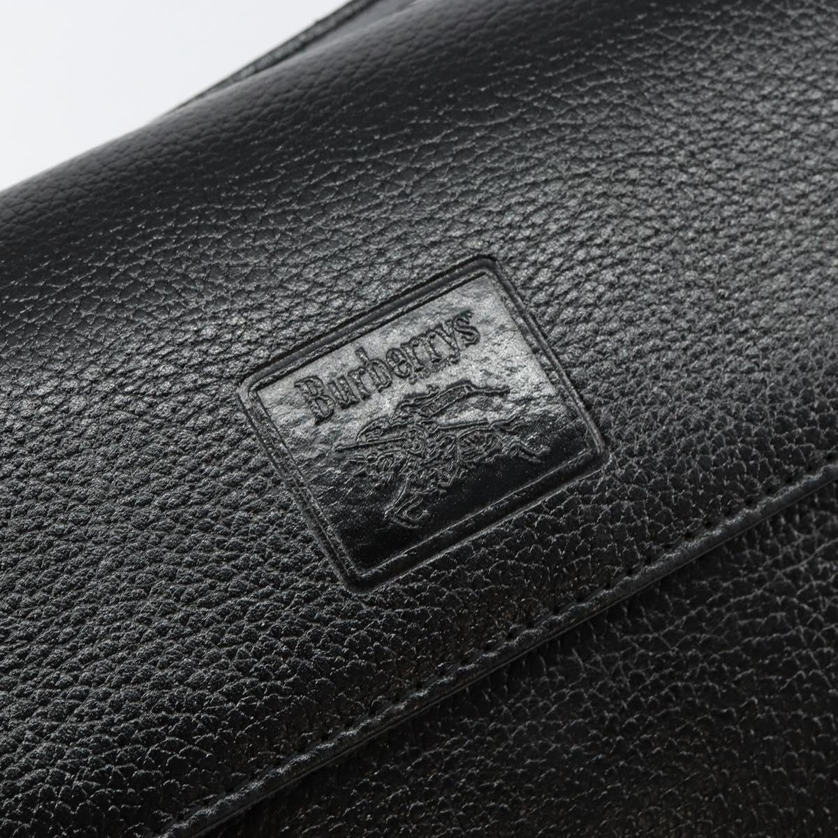 BURBERRY Shoulder Bag Leather Black Gold Auth bs29990