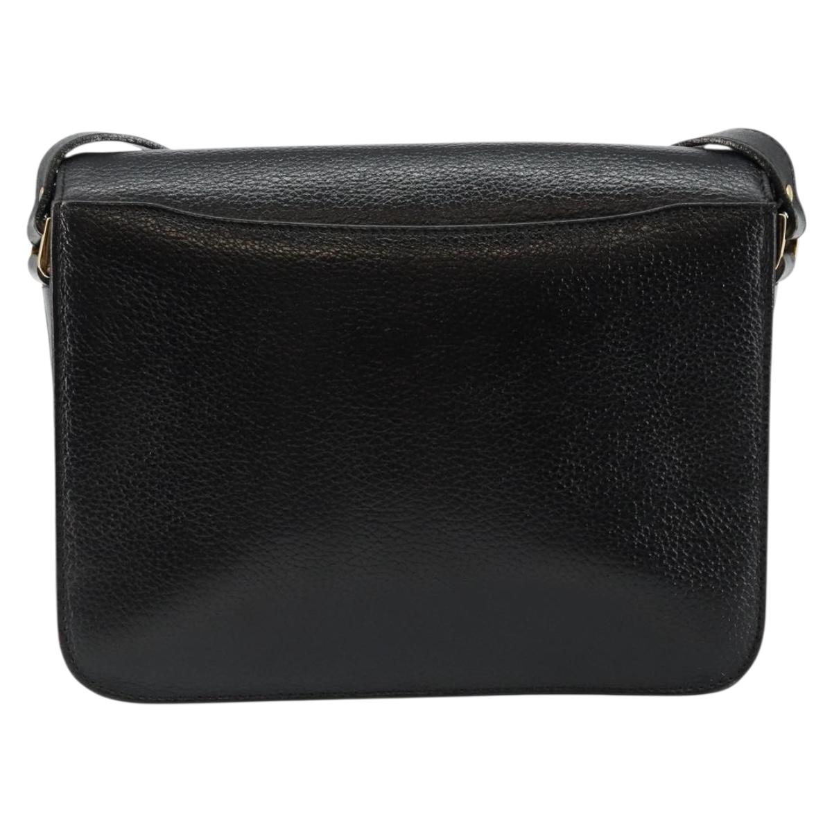 BURBERRY Shoulder Bag Leather Black Gold Auth bs29990