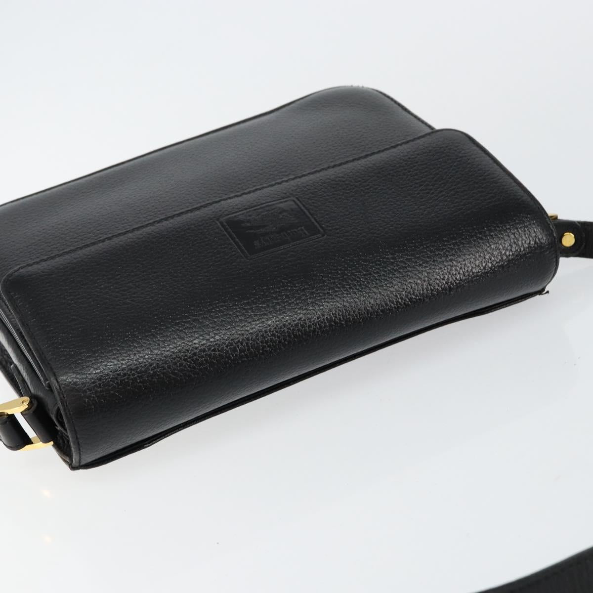 BURBERRY Shoulder Bag Leather Black Gold Auth bs29990