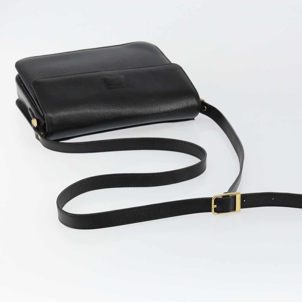 BURBERRY Shoulder Bag Leather Black Gold Auth bs29990