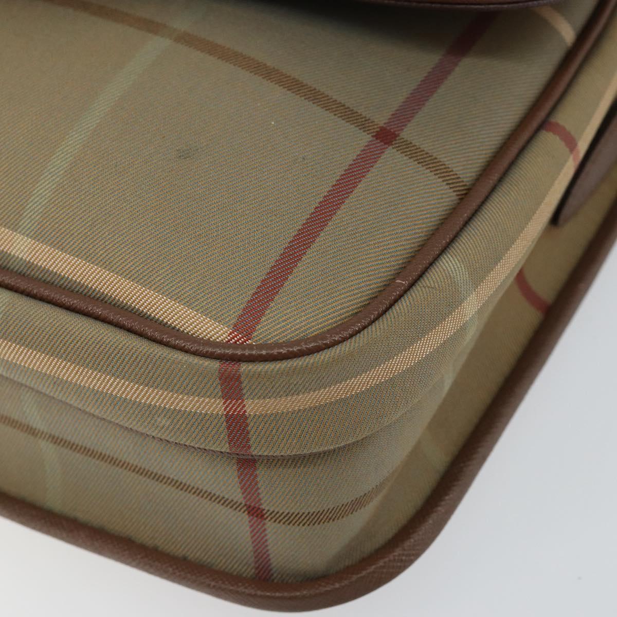 Burberrys Nova Check Shoulder Bag Canvas Beige Gold Auth bs29991