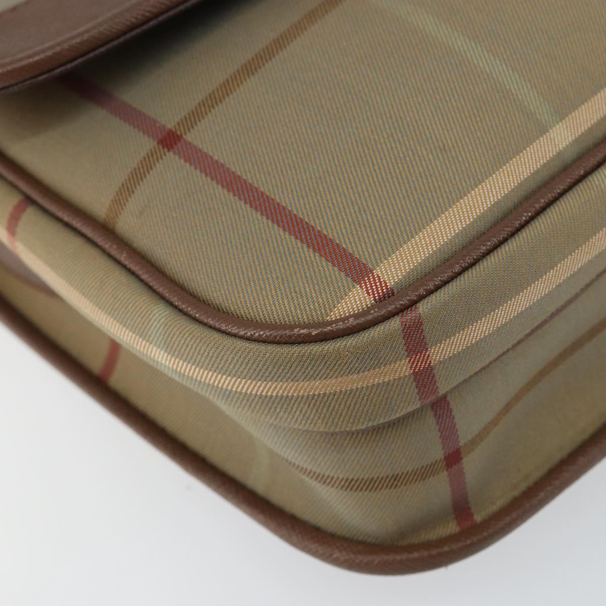 Burberrys Nova Check Shoulder Bag Canvas Beige Gold Auth bs29991