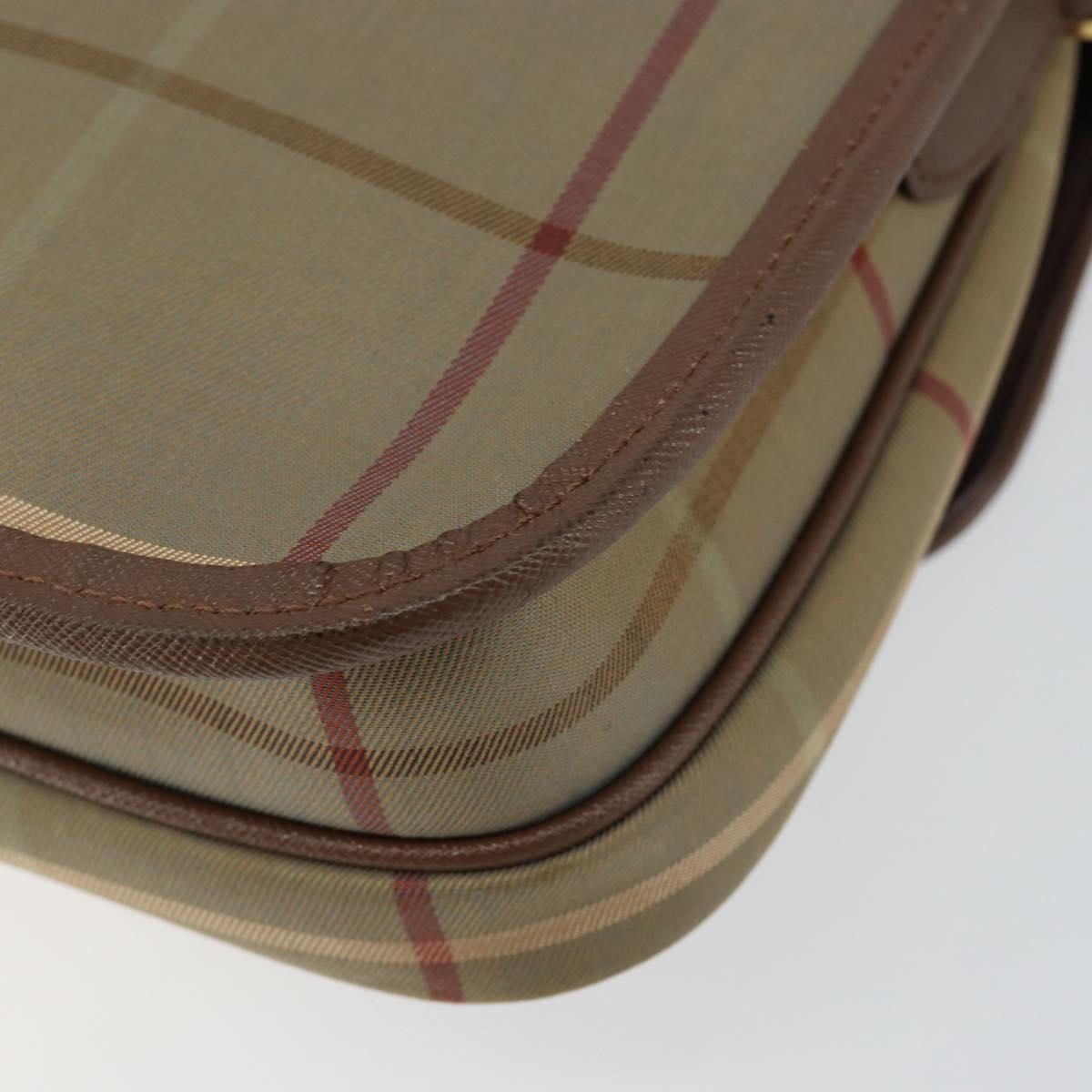 Burberrys Nova Check Shoulder Bag Canvas Beige Gold Auth bs29991