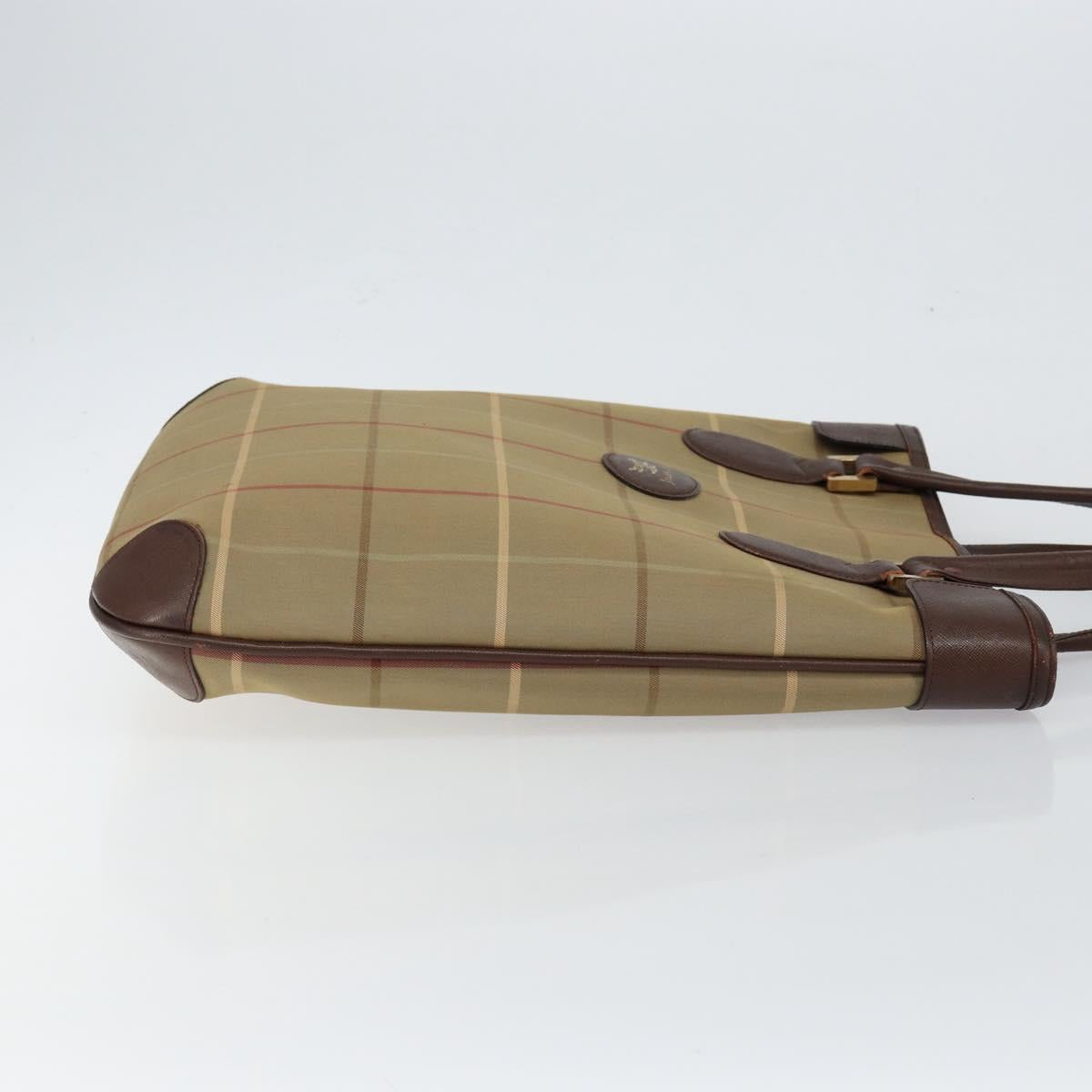 Burberrys Nova Check Tote Bag Canvas Beige Gold Auth bs29992