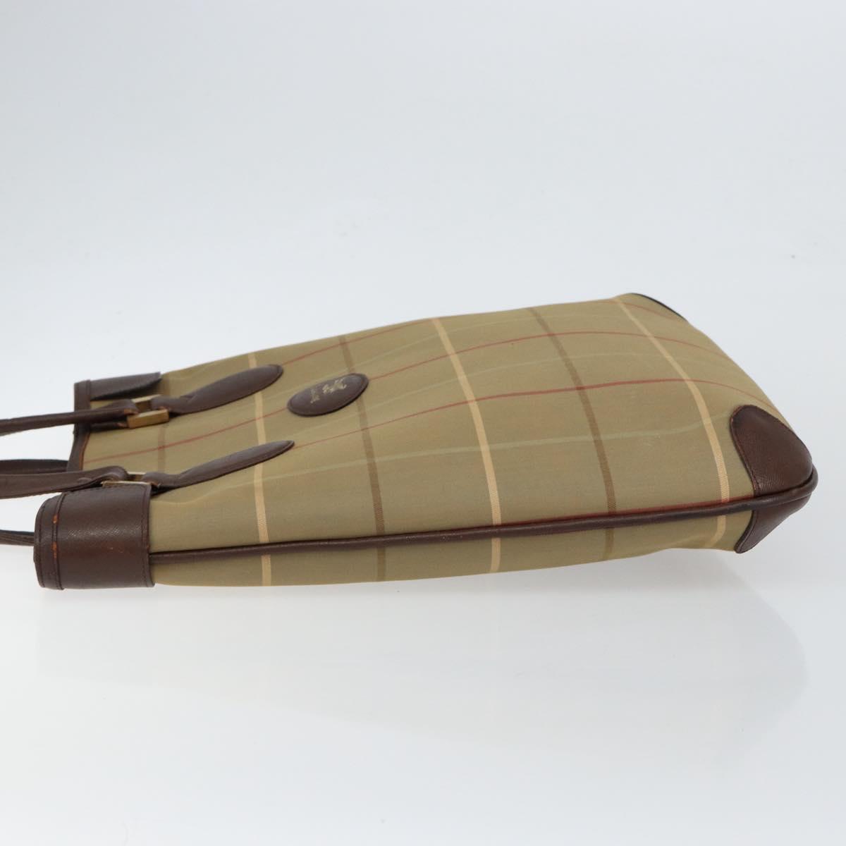 Burberrys Nova Check Tote Bag Canvas Beige Gold Auth bs29992