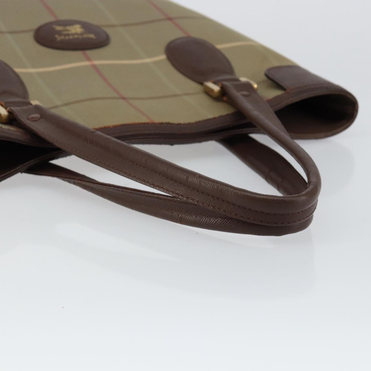 Burberrys Nova Check Tote Bag Canvas Beige Gold Auth bs29992