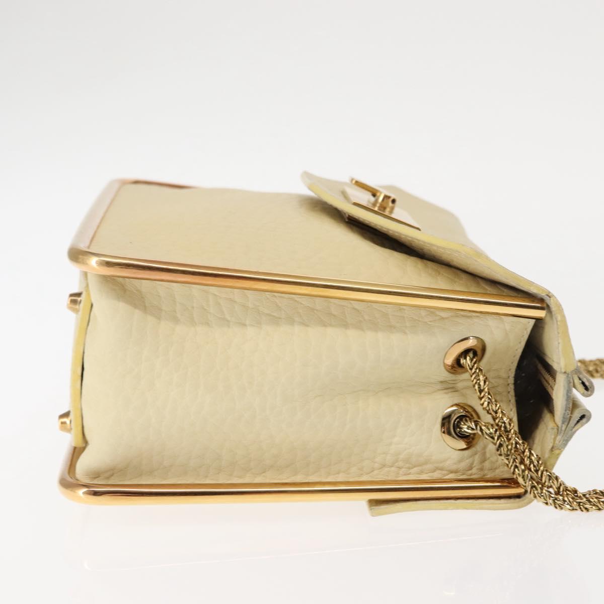 Chloe Sally Shoulder Bag Leather Beige Gold Auth bs29994