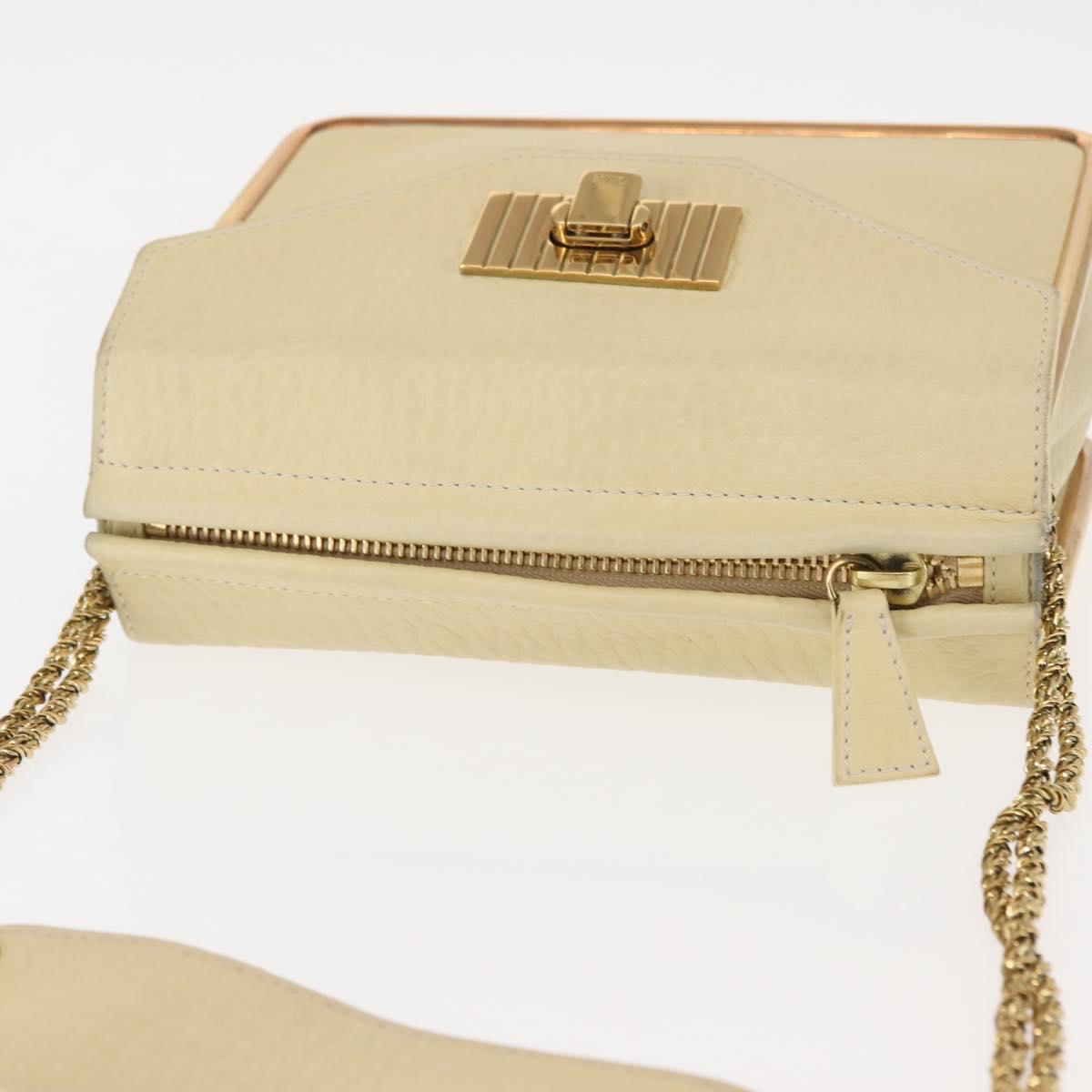 Chloe Sally Shoulder Bag Leather Beige Gold Auth bs29994