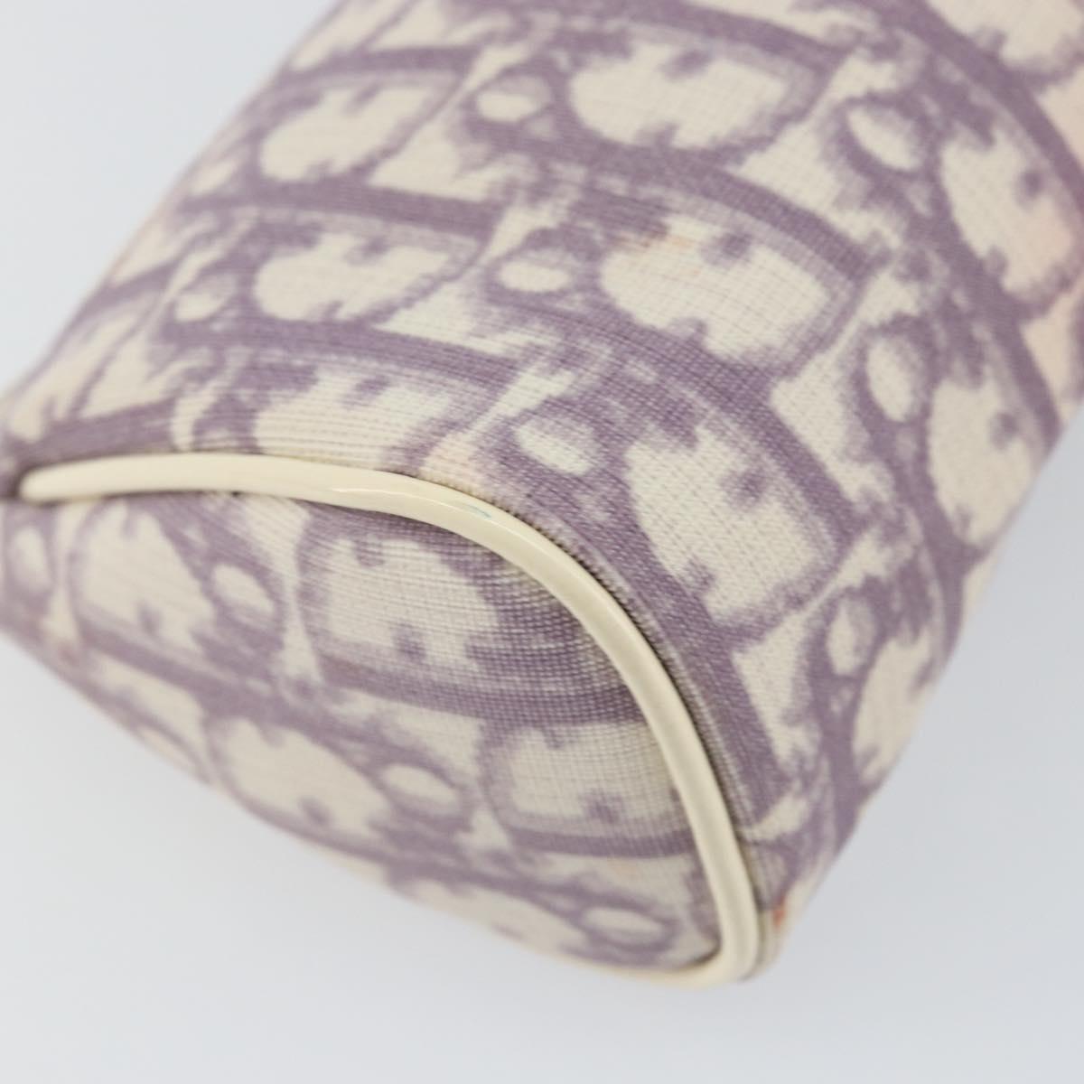 Christian Dior Trotter Canvas Pouch PVC Purple Silver Auth bs29999