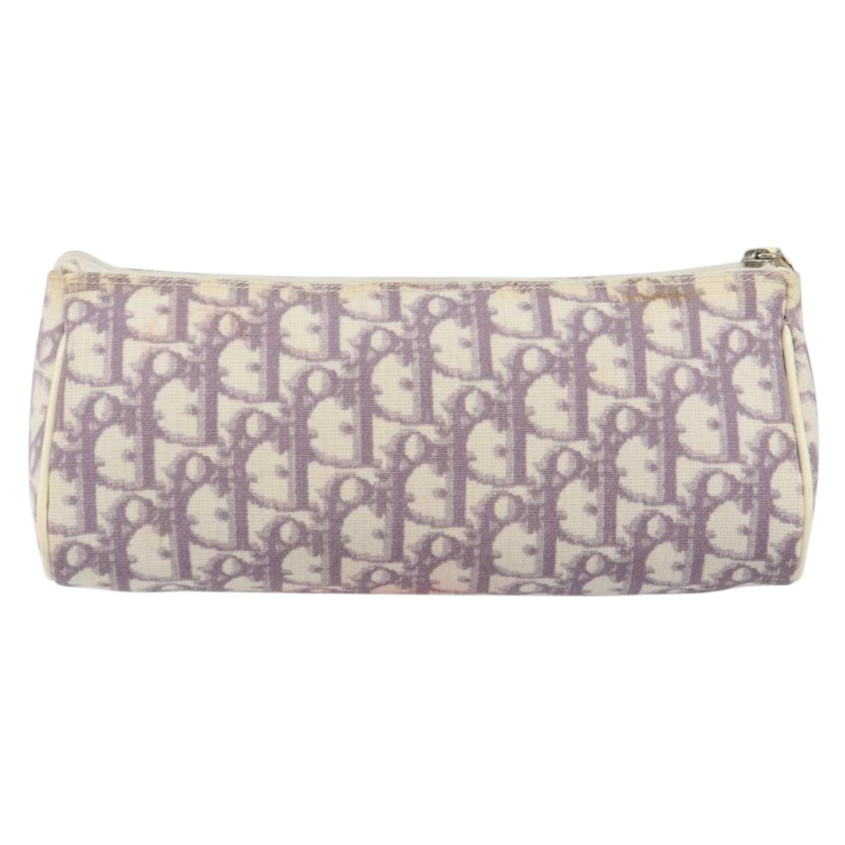 Christian Dior Trotter Canvas Pouch PVC Purple Silver Auth bs29999