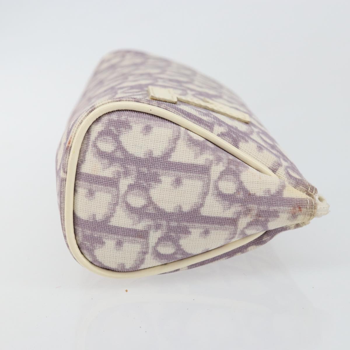 Christian Dior Trotter Canvas Pouch PVC Purple Silver Auth bs29999