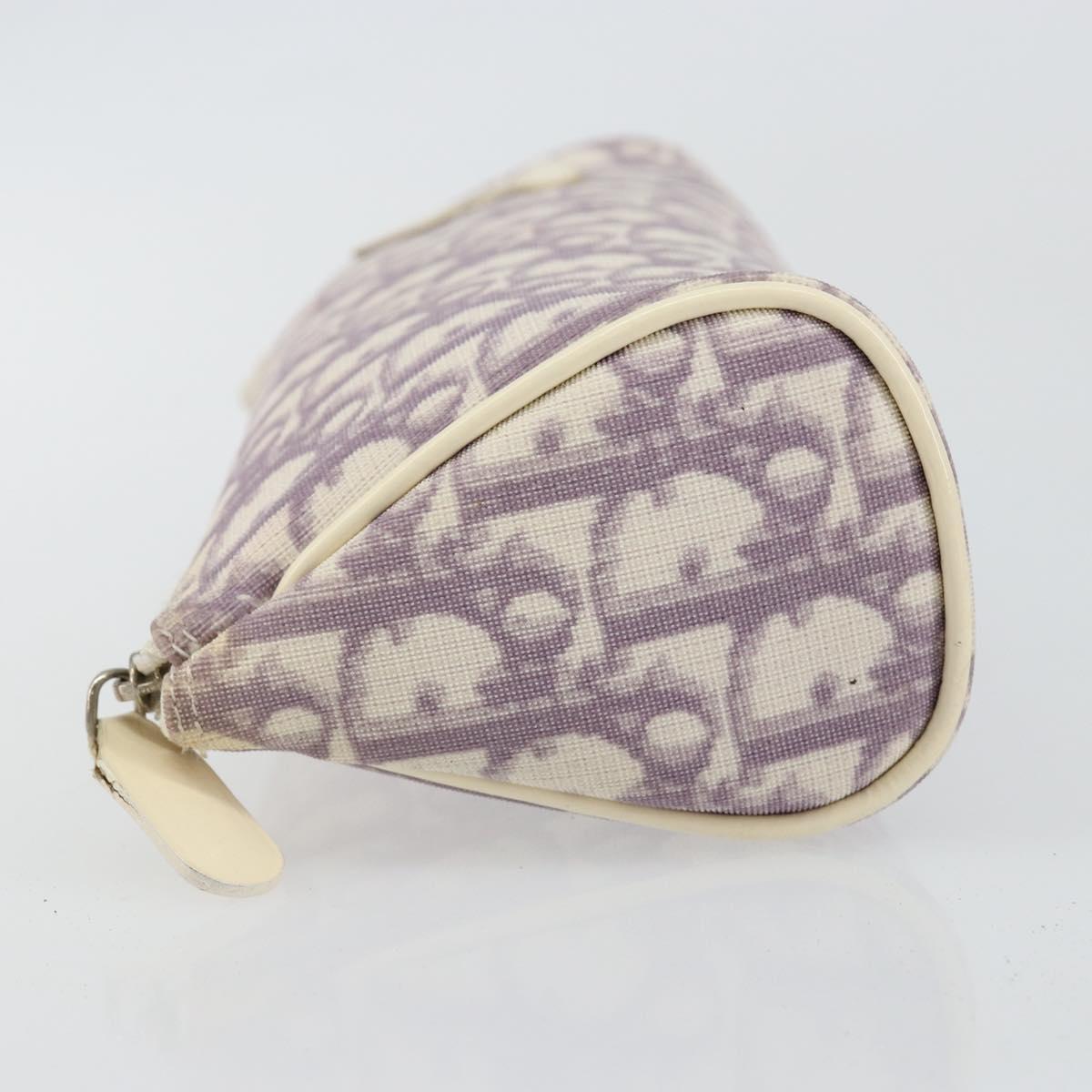 Christian Dior Trotter Canvas Pouch PVC Purple Silver Auth bs29999