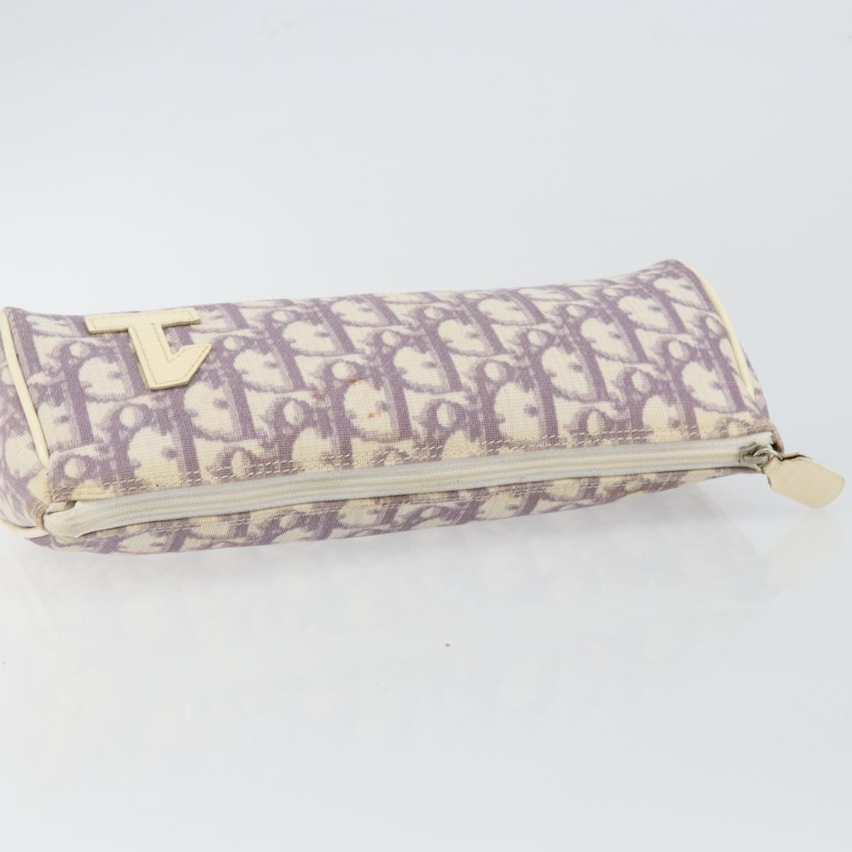 Christian Dior Trotter Canvas Pouch PVC Purple Silver Auth bs29999