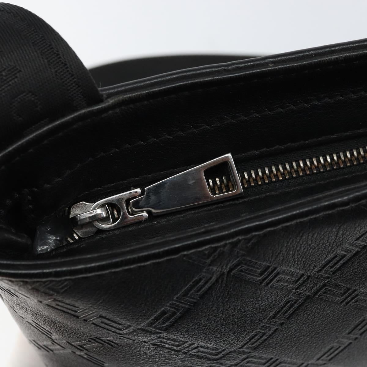 Gianni Versace Gureka Shoulder Bag Leather Black Silver Auth bs30000