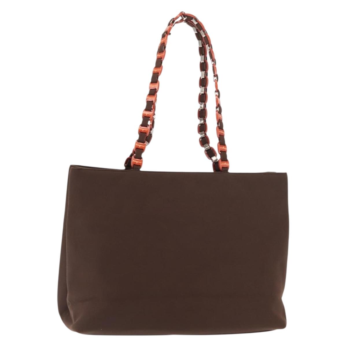 Salvatore Ferragamo Vala Tote Bag Canvas Brown Silver Auth bs30001