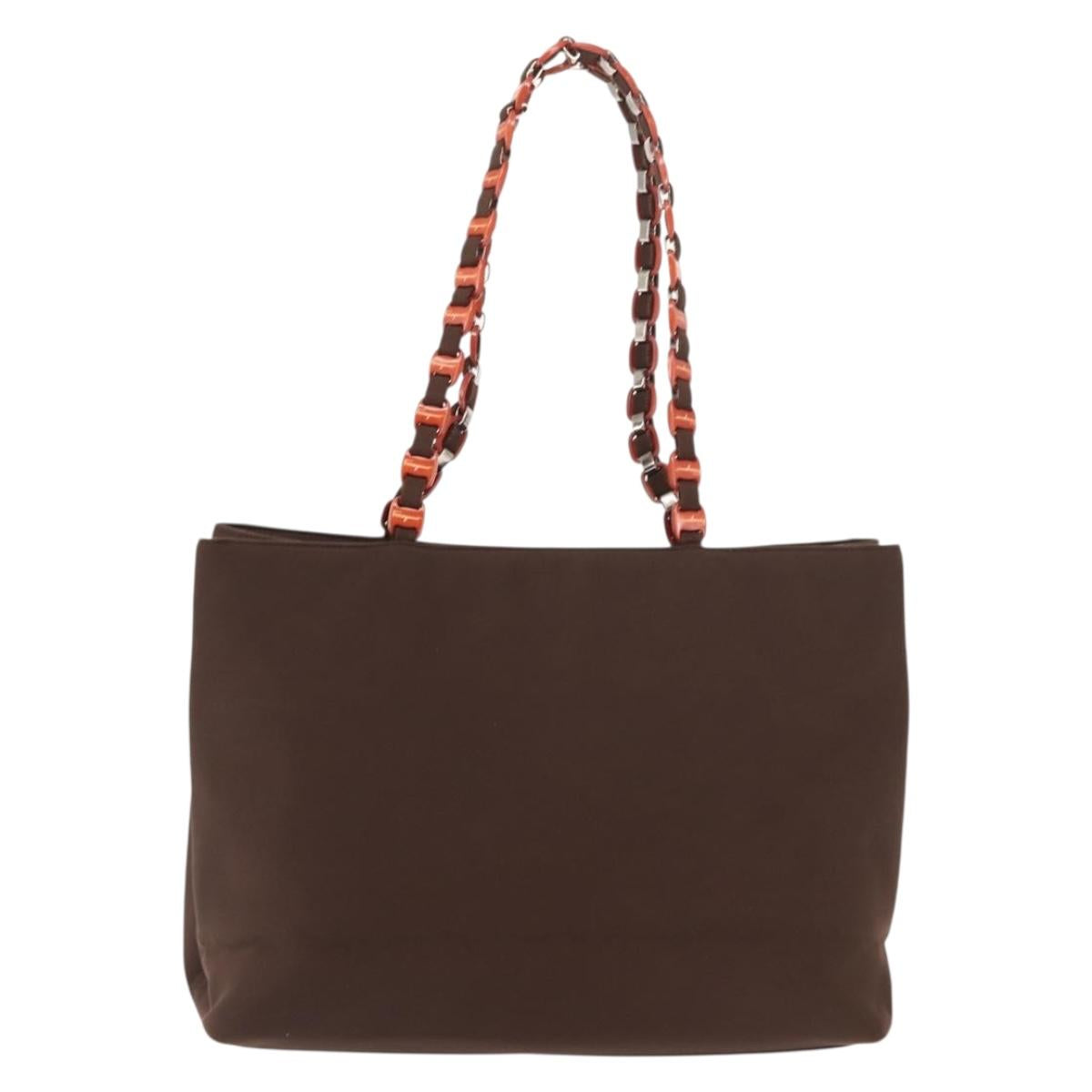 Salvatore Ferragamo Vala Tote Bag Canvas Brown Silver Auth bs30001