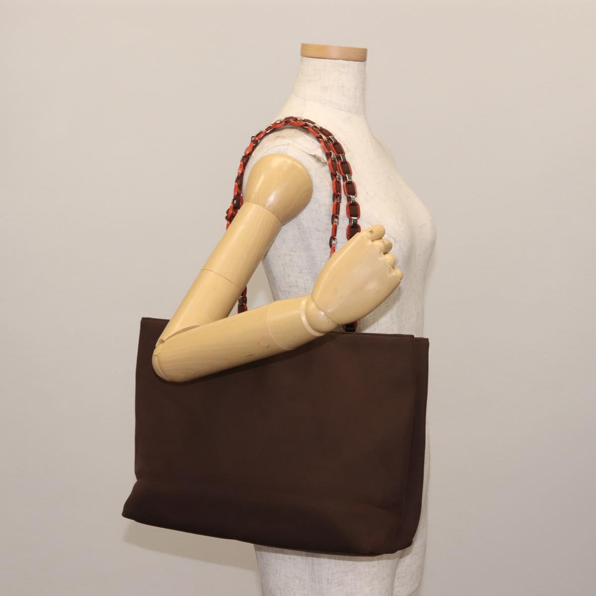 Salvatore Ferragamo Vala Tote Bag Canvas Brown Silver Auth bs30001