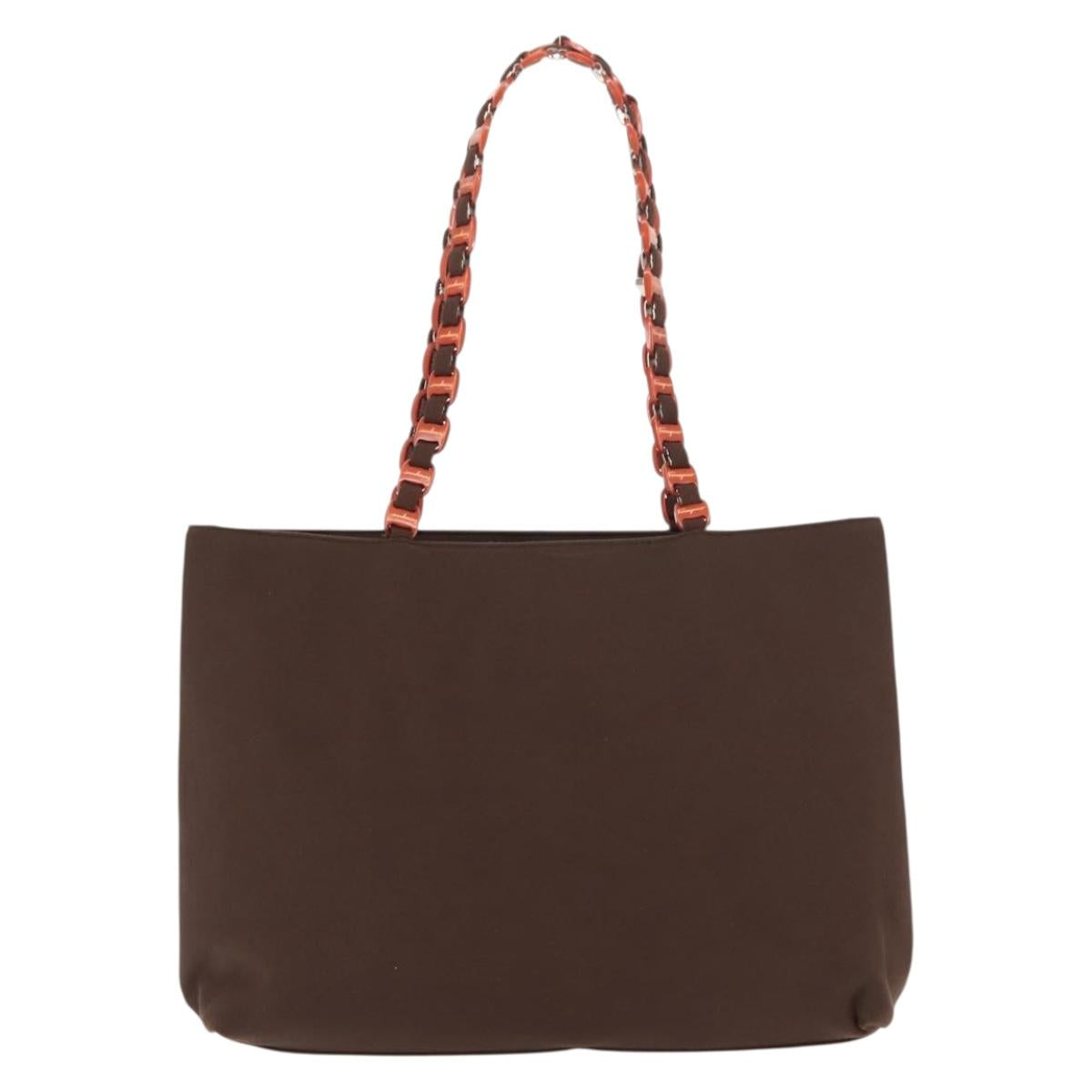 Salvatore Ferragamo Vala Tote Bag Canvas Brown Silver Auth bs30001