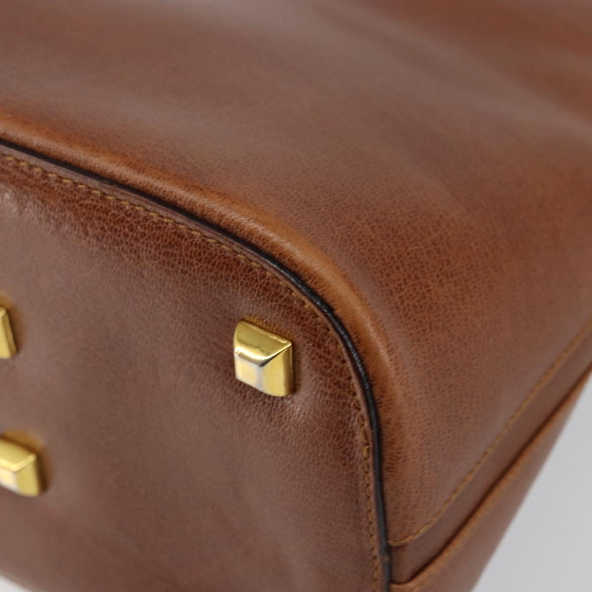 Salvatore Ferragamo Hand Bag Leather Brown Gold Auth bs30002