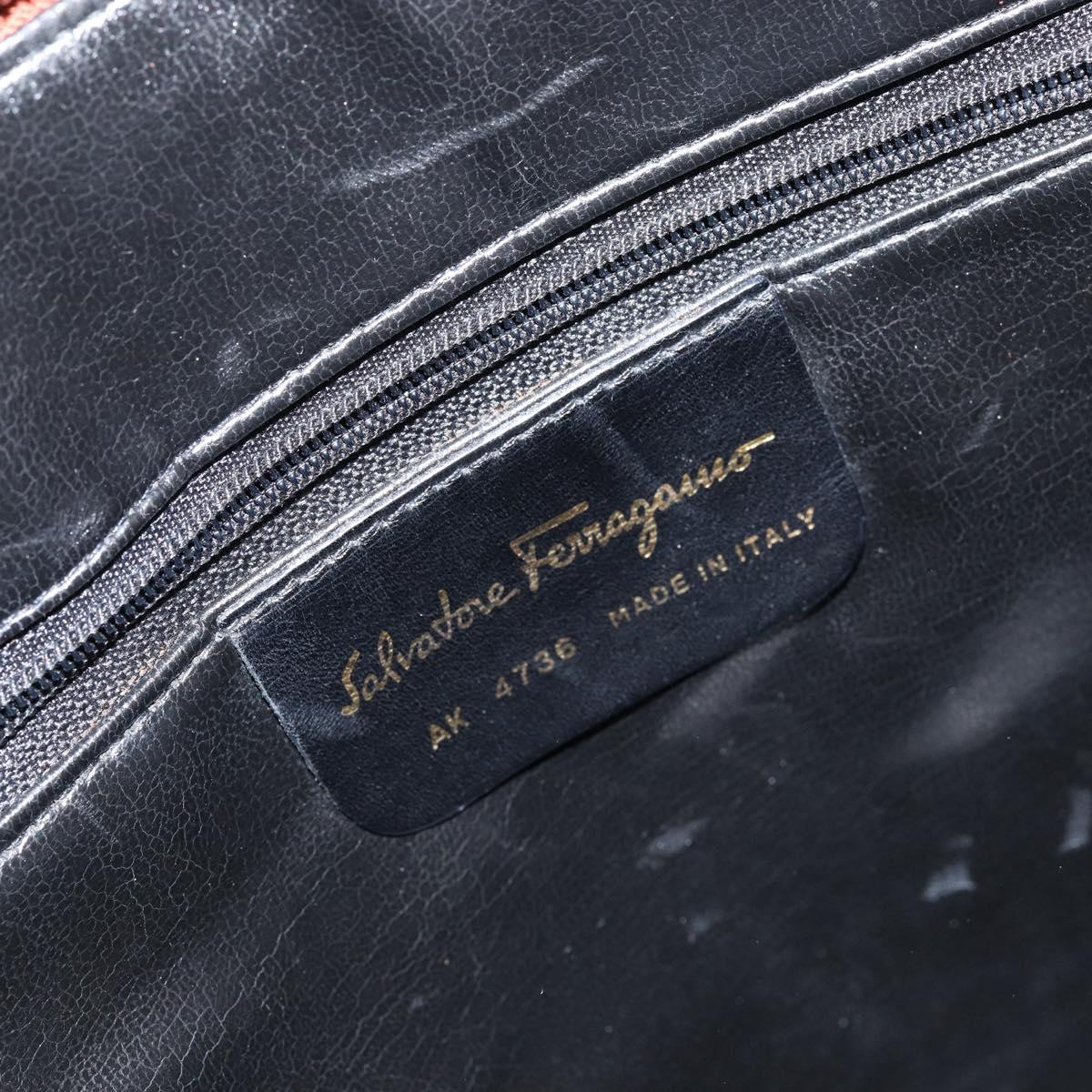 Salvatore Ferragamo Hand Bag Leather Brown Gold Auth bs30002