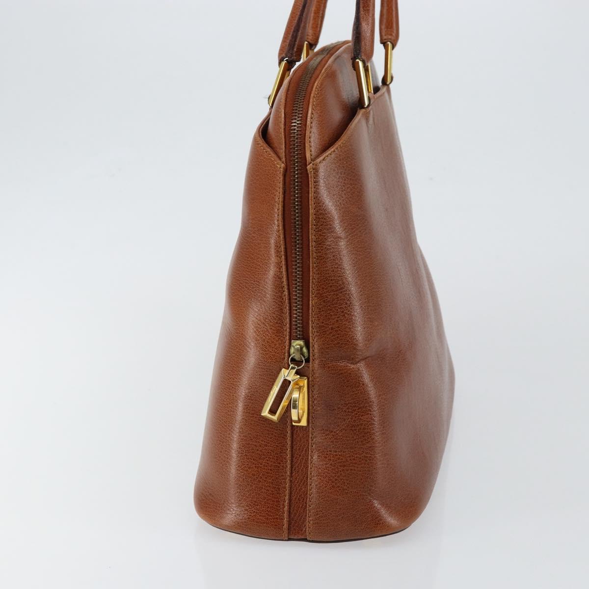 Salvatore Ferragamo Hand Bag Leather Brown Gold Auth bs30002