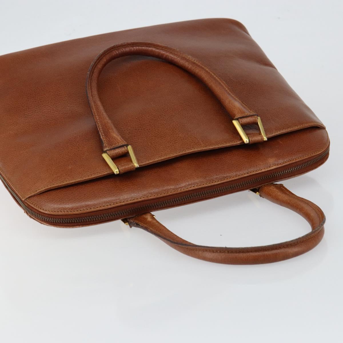 Salvatore Ferragamo Hand Bag Leather Brown Gold Auth bs30002