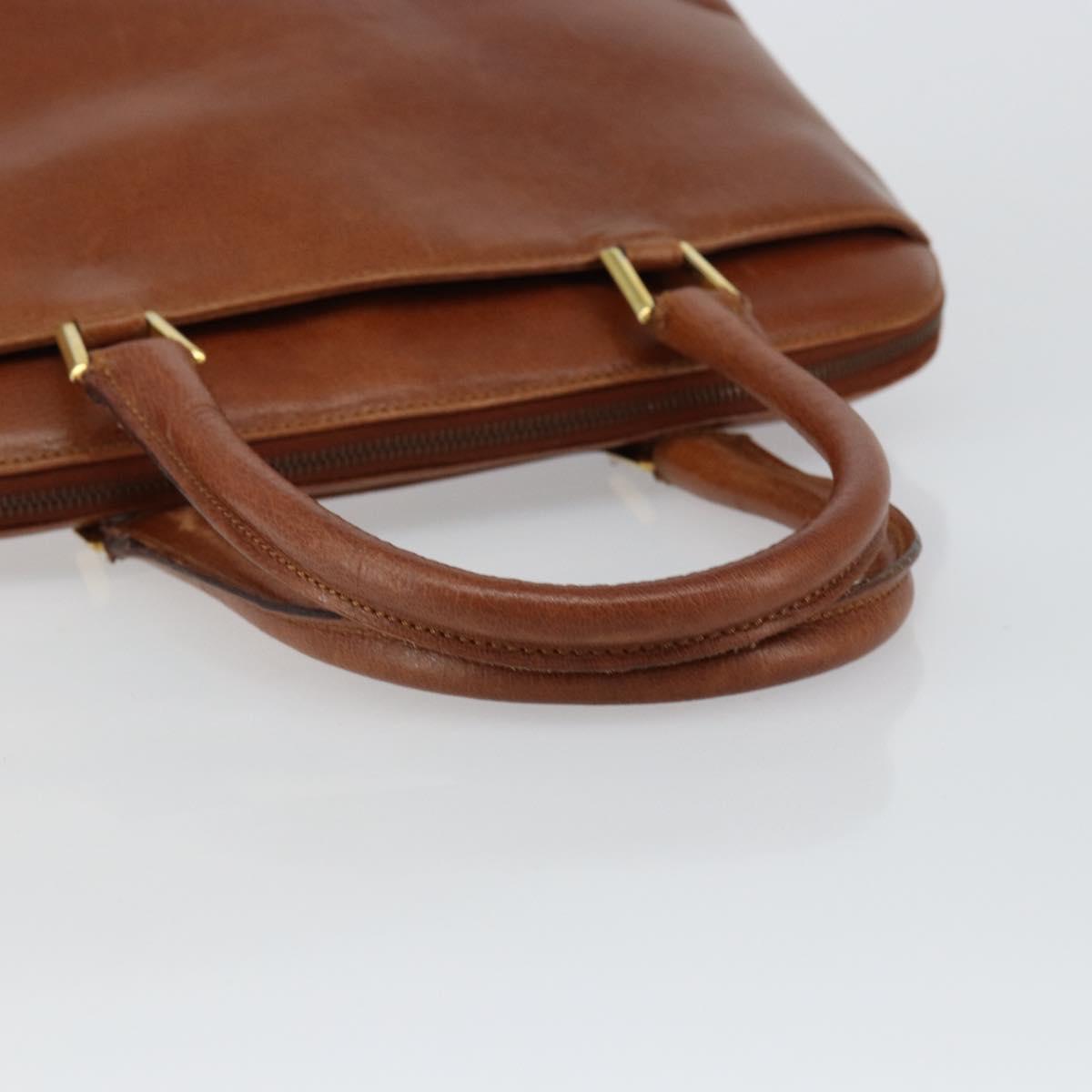 Salvatore Ferragamo Hand Bag Leather Brown Gold Auth bs30002