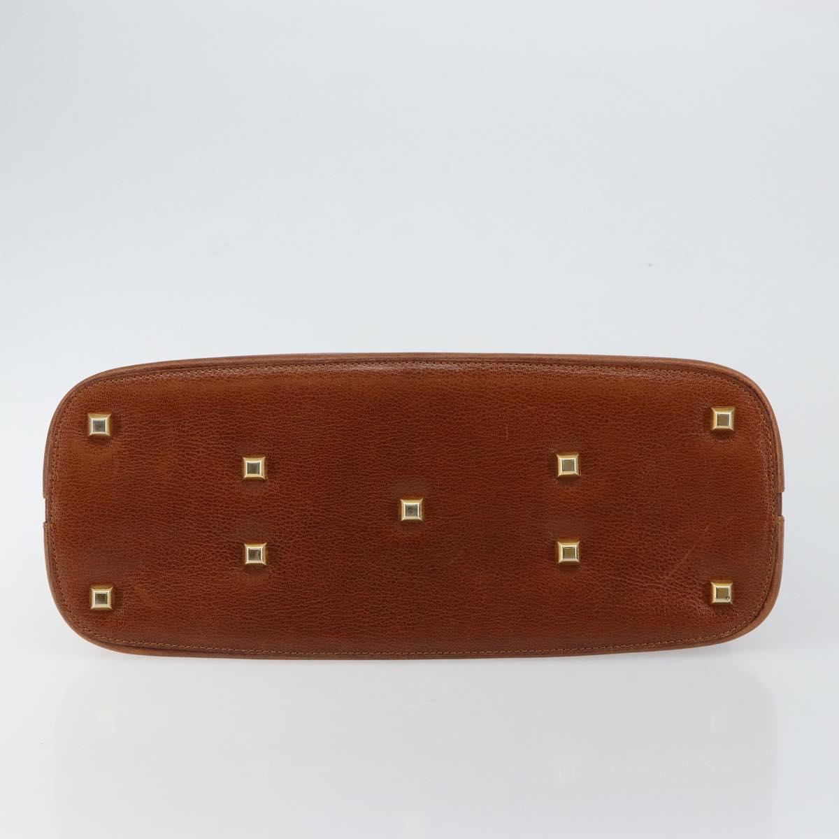 Salvatore Ferragamo Hand Bag Leather Brown Gold Auth bs30002