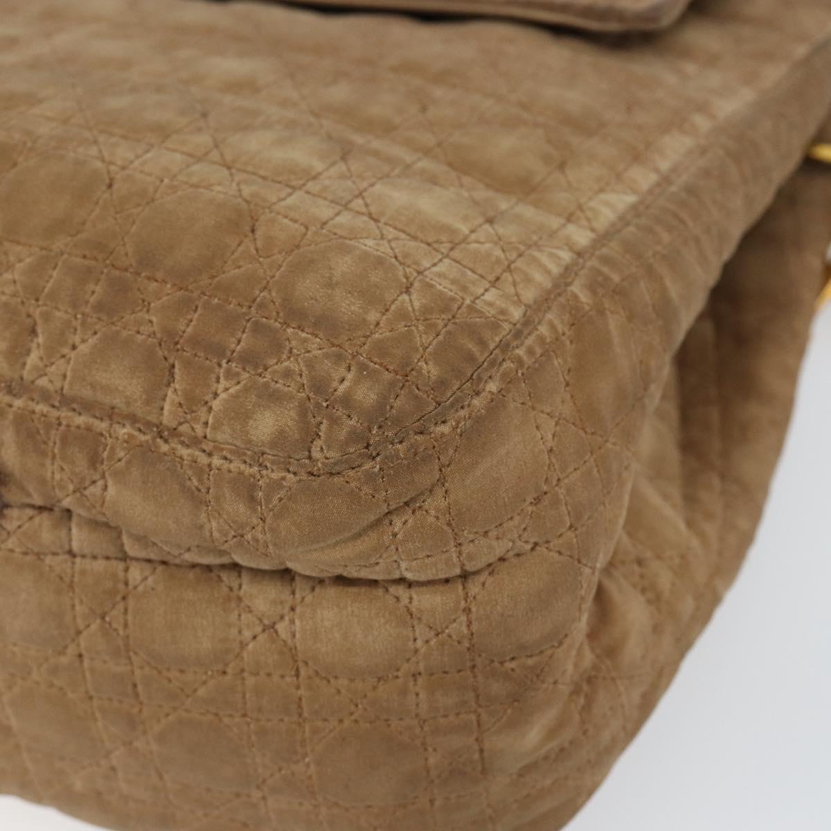 Christian Dior Canage Shoulder Bag Nylon Beige Gold Auth bs30004