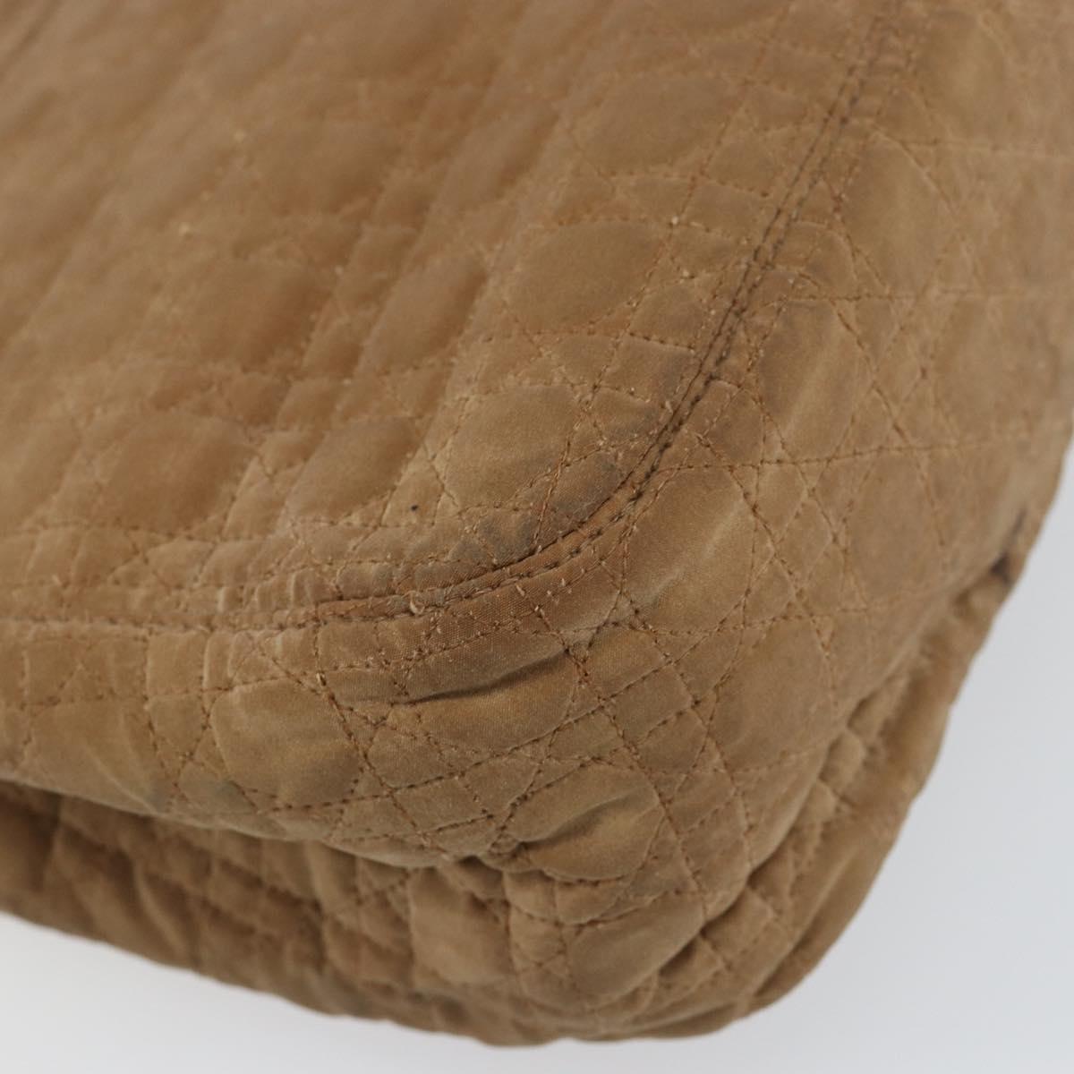 Christian Dior Canage Shoulder Bag Nylon Beige Gold Auth bs30004