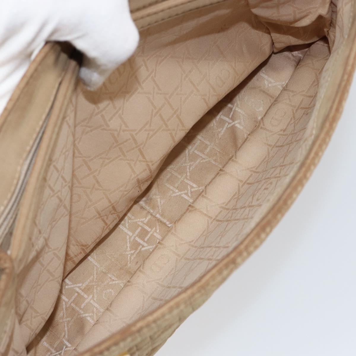 Christian Dior Canage Shoulder Bag Nylon Beige Gold Auth bs30004