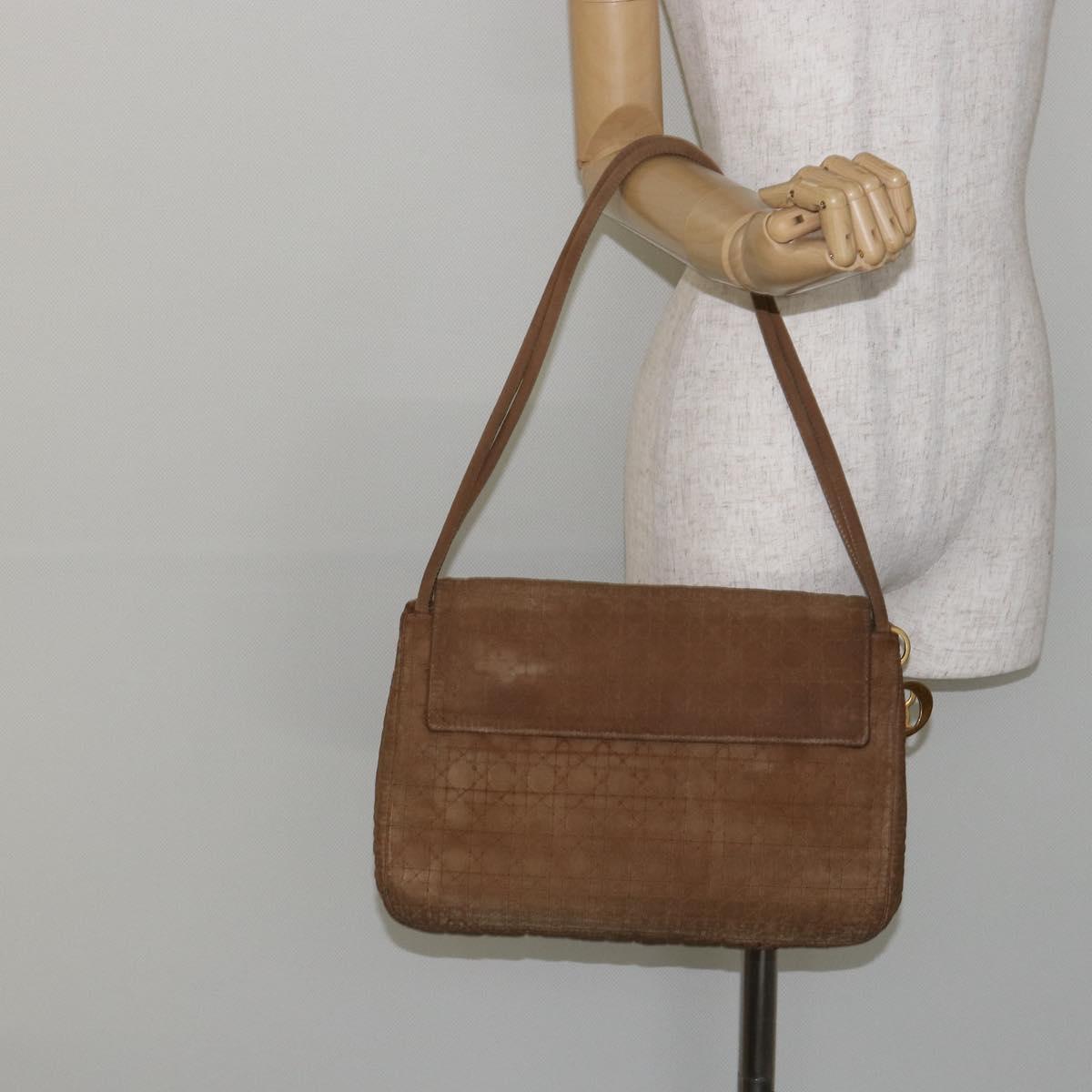 Christian Dior Canage Shoulder Bag Nylon Beige Gold Auth bs30004