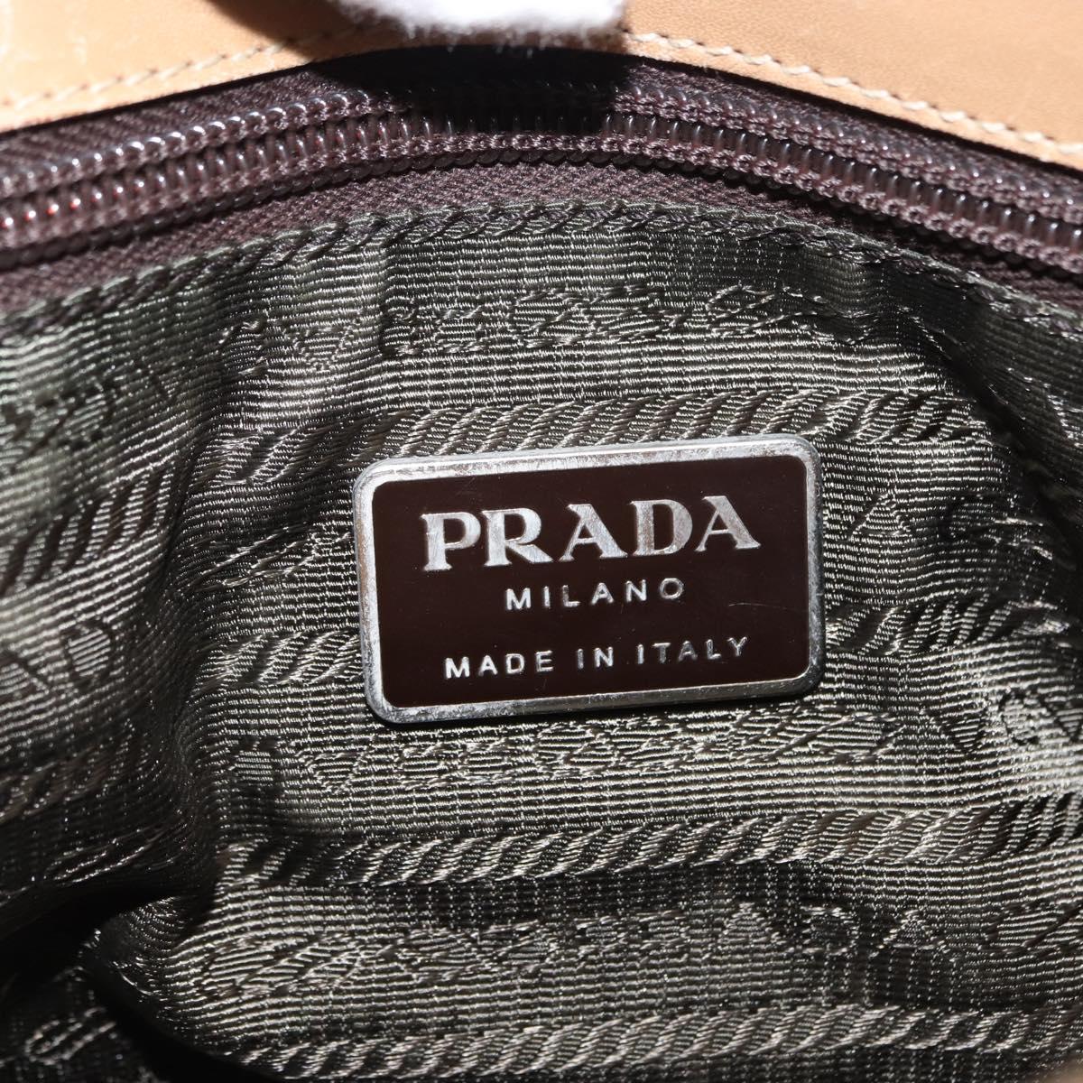 PRADA Shoulder Bag Nylon Leather Khaki Silver Auth bs30008