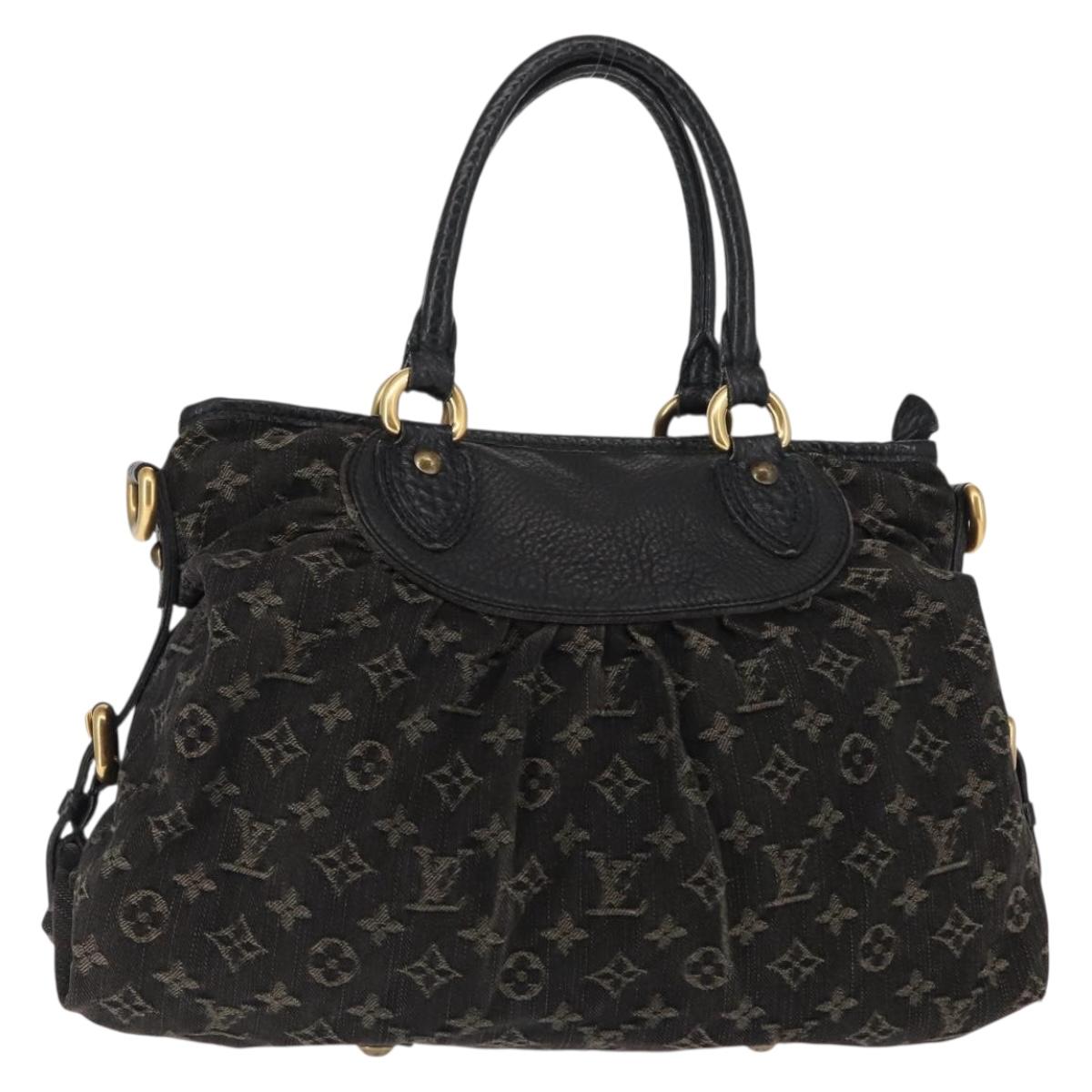 LOUIS VUITTON Monogram denim Neo Cabby MM Bag 2way Black M95351 LV Auth bs30011