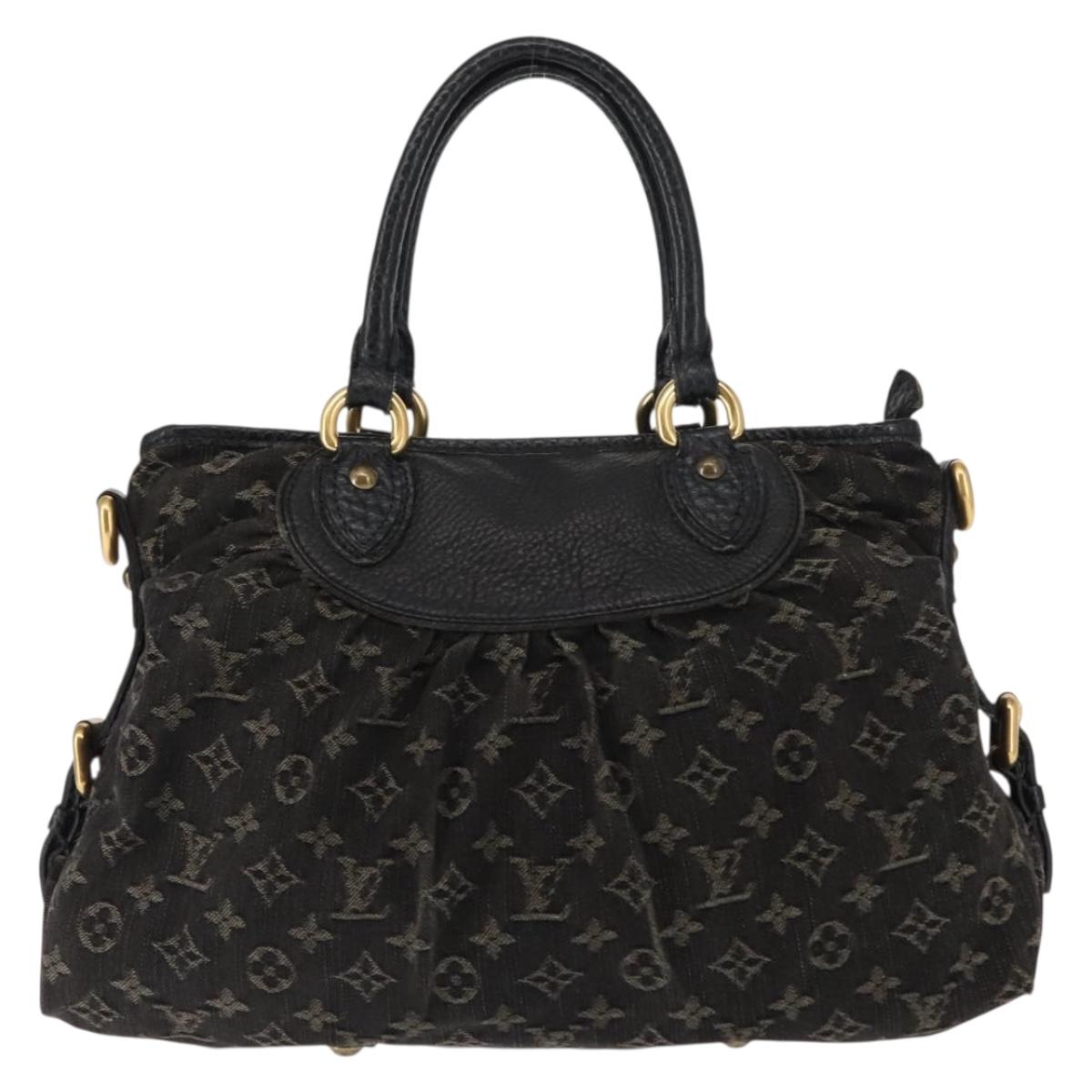 LOUIS VUITTON Monogram denim Neo Cabby MM Bag 2way Black M95351 LV Auth bs30011