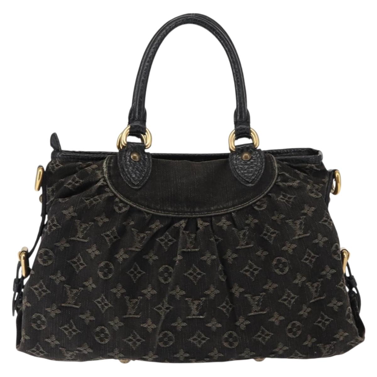 LOUIS VUITTON Monogram denim Neo Cabby MM Bag 2way Black M95351 LV Auth bs30011
