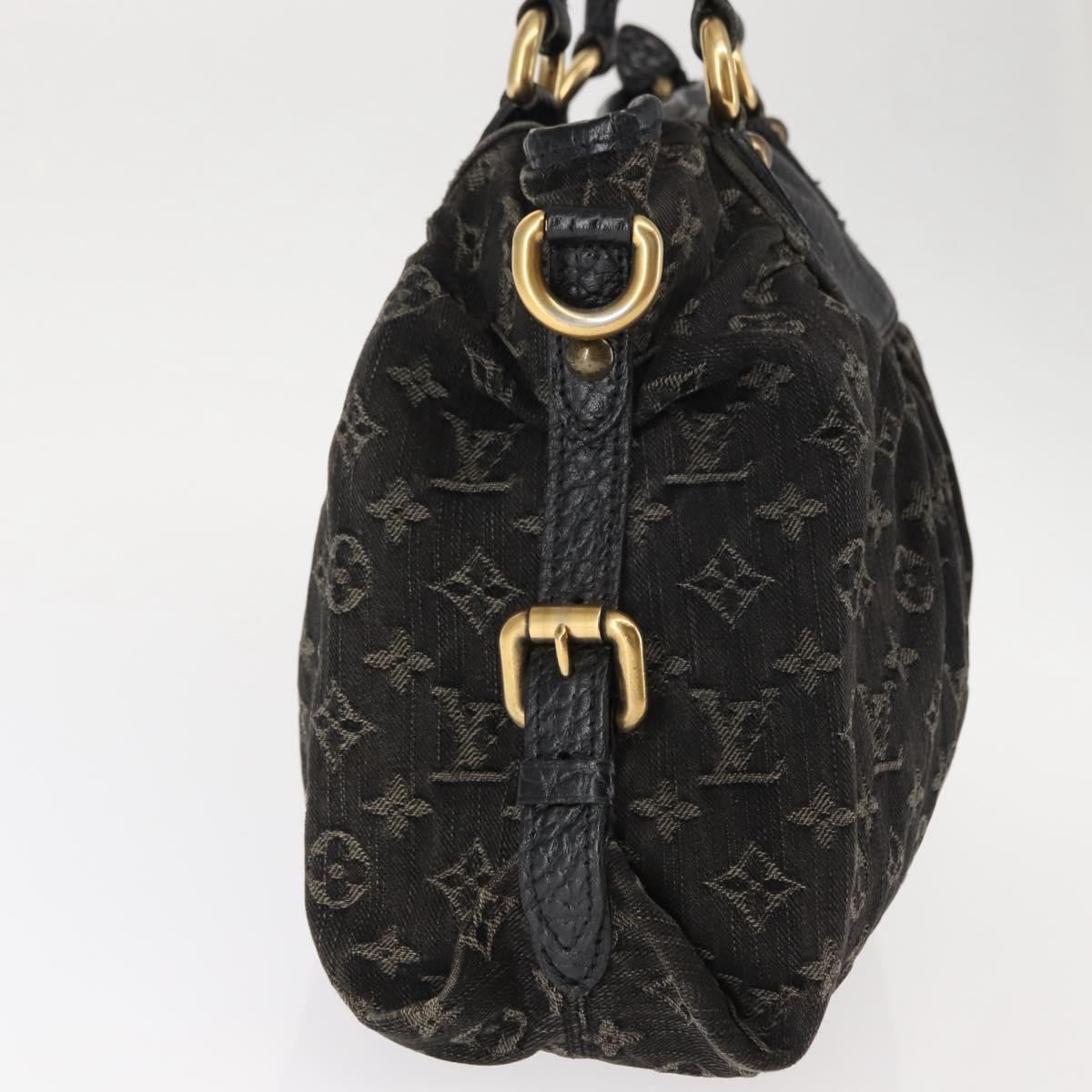 LOUIS VUITTON Monogram denim Neo Cabby MM Bag 2way Black M95351 LV Auth bs30011