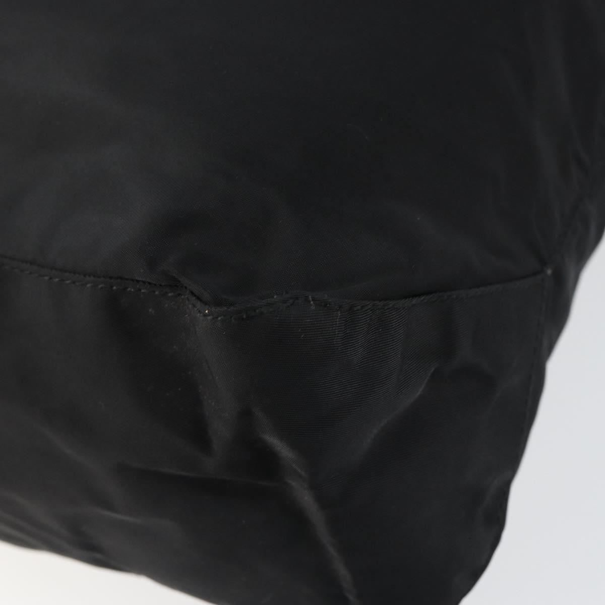 PRADA Tote Bag Nylon Black Silver Auth bs30018