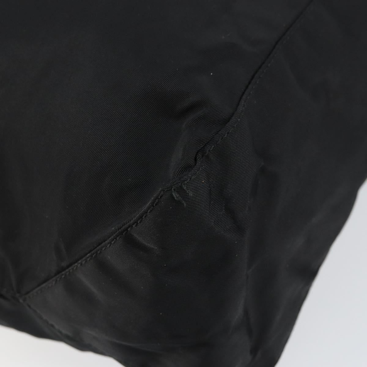 PRADA Tote Bag Nylon Black Silver Auth bs30018