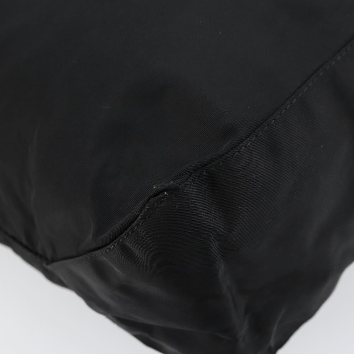 PRADA Tote Bag Nylon Black Silver Auth bs30018