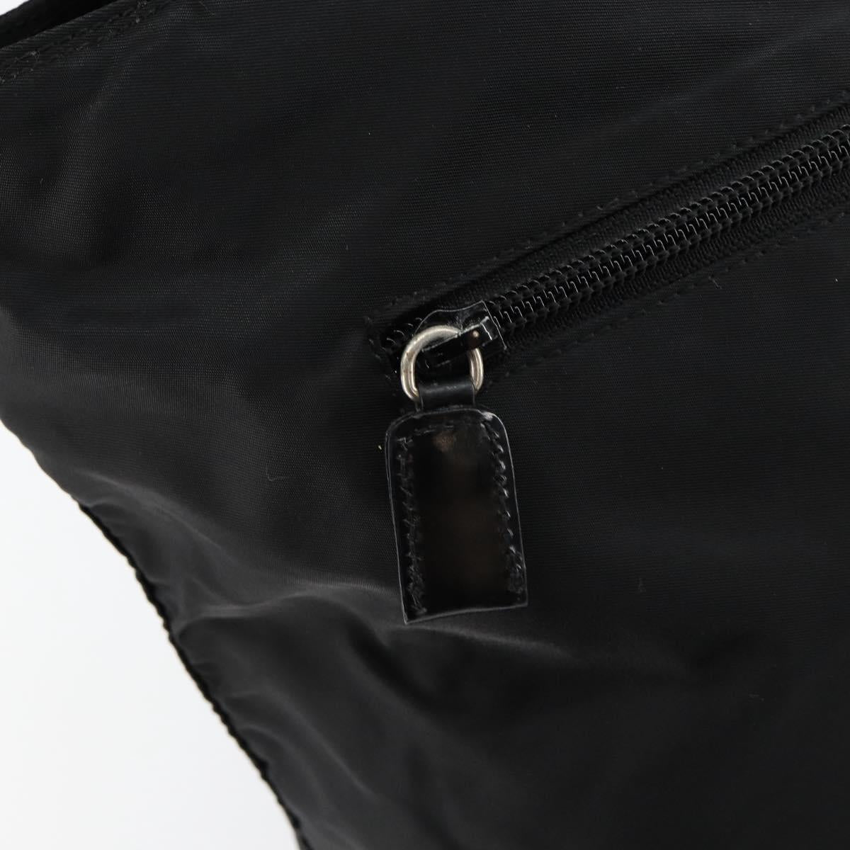 PRADA Tote Bag Nylon Black Silver Auth bs30018