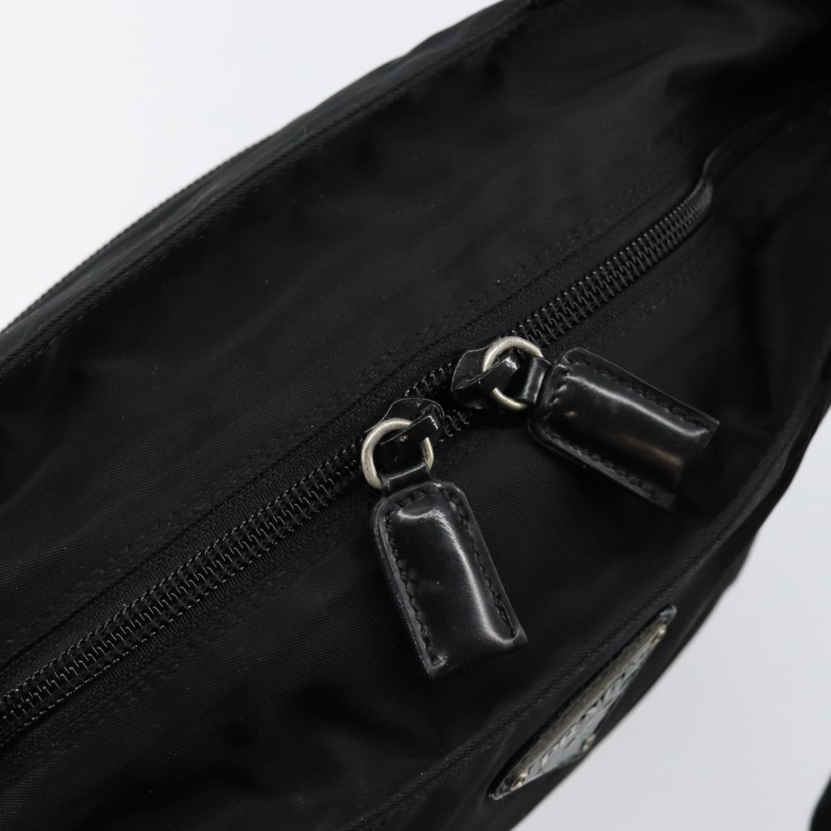 PRADA Tote Bag Nylon Black Silver Auth bs30018