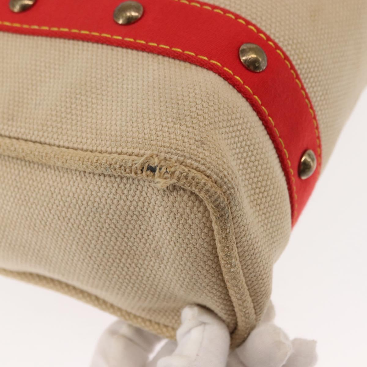 LOUIS VUITTON Antigua Cabas MM Tote Bag Beige Red M40035 LV Auth bs30019