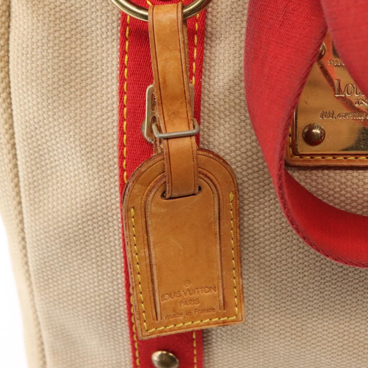 LOUIS VUITTON Antigua Cabas MM Tote Bag Beige Red M40035 LV Auth bs30019