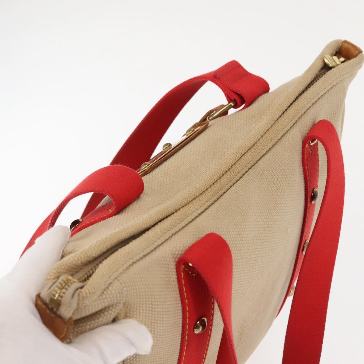 LOUIS VUITTON Antigua Cabas MM Tote Bag Beige Red M40035 LV Auth bs30019