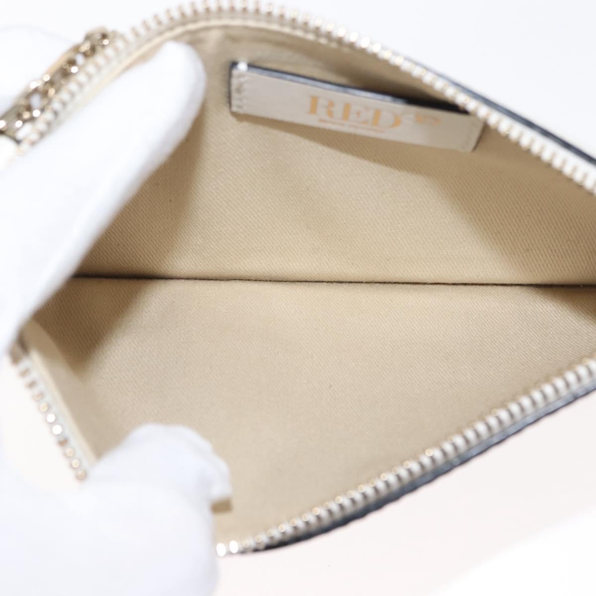 VALENTINO RED VALENTINO Frill Chain Shoulder Bag Leather White Gold Auth bs30020