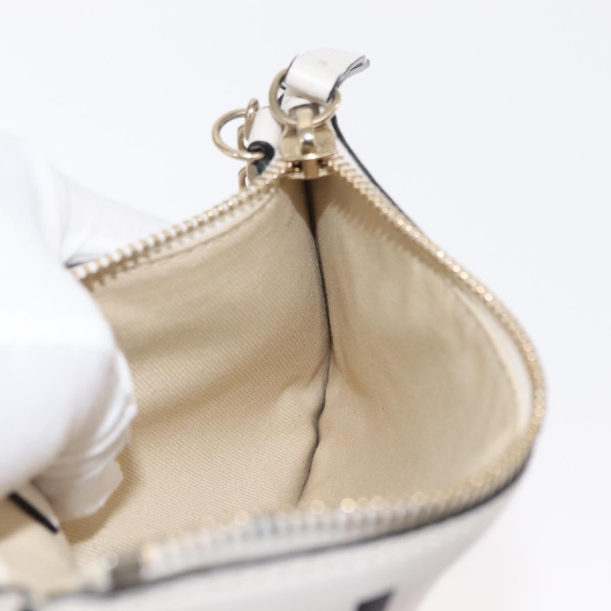 VALENTINO RED VALENTINO Frill Chain Shoulder Bag Leather White Gold Auth bs30020